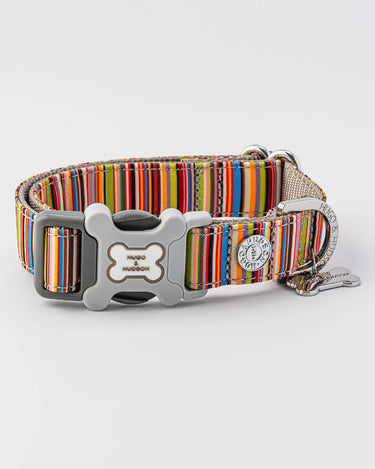 Striped Multi-colour Fabric Dog Collar