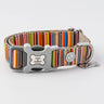 Striped Multi-colour Fabric Dog Collar