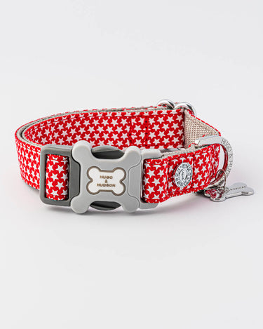 Red Star Fabric Dog Collar