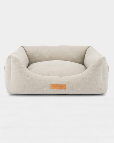 Sand Herringbone Luxury Dog Bed