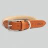 Natural Round Rope Dog Collar with Cognac Leather