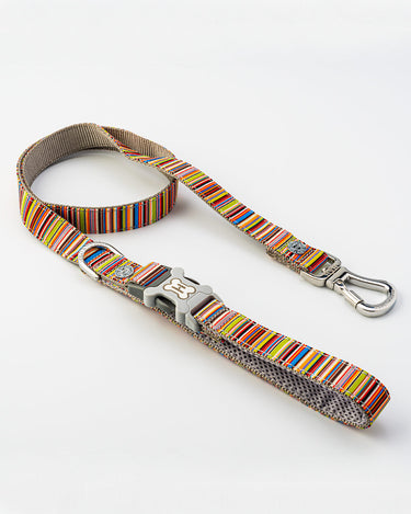 Striped Multi-colour Fabric Dog Lead