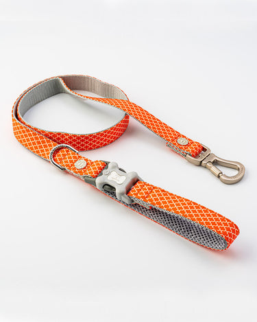 Orange Geometric Fabric Dog Lead