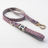 Checked Navy and Red Fabric Dog Lead