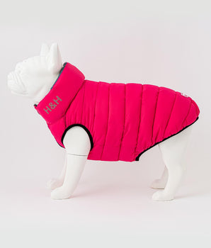Reversible Dog Puffer Jacket - Pink and Grey