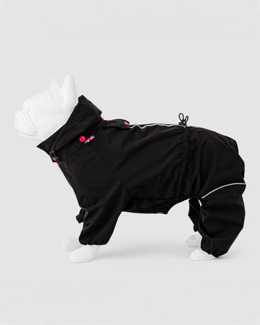 Reflective Hooded Dog Overalls - Black