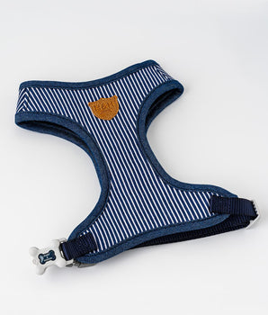 Fabric Dog Harness - Striped Navy