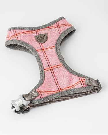 Tweed Dog Harness - Pink Checked