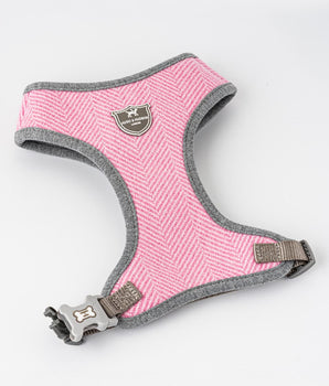 Tweed Dog Harness - Pink Herringbone