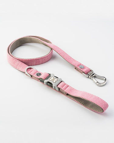 Tweed Dog Lead - Pink Herringbone