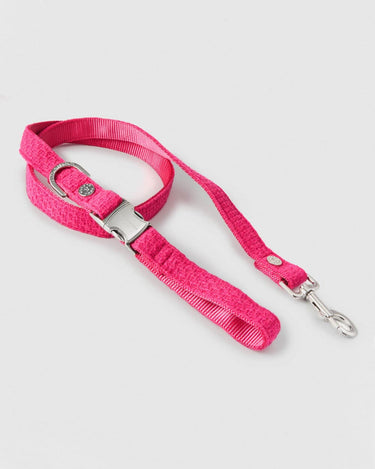 Pink Luxury Tweed Dog Lead Hugo Hudson London