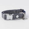 Tweed Metal Buckle Dog Collar - Navy Herringbone