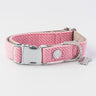 Tweed Metal Buckle Dog Collar - Pink Herringbone