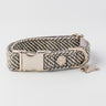 Tweed Metal Buckle Dog Collar - Grey Herringbone