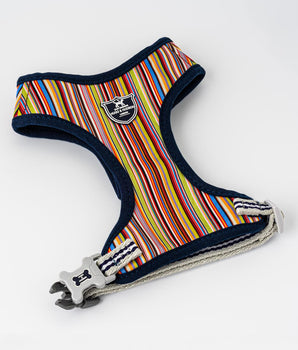 Fabric Dog Harness - Striped Multi-colour