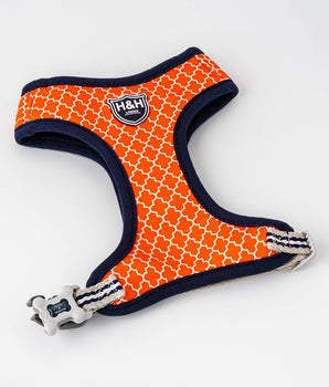 Fabric Dog Harness - Orange Geometric
