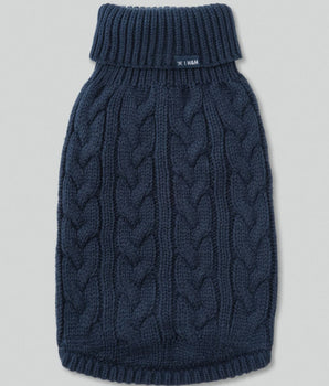 Cable Knit Pullover Dog Jumper - Navy