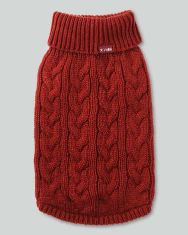 Cable Knit Pullover Dog Jumper - Brick