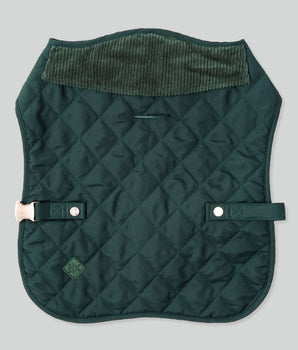 Forest Green Quilted Dog Jacket Back