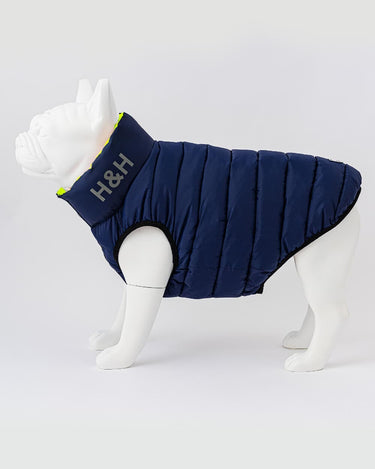 Reversible Dog Puffer Jacket - Green and Navy Reverse