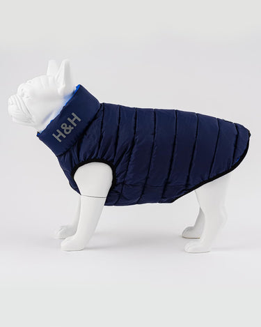 Reversible Dog Puffer Jacket - Blue and Navy Reverse
