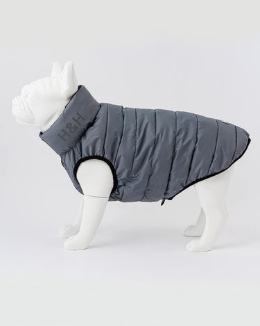 Reversible Dog Puffer Jacket - Black and Grey Reverse