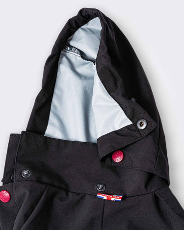 Reflective Hooded Dog Overalls - Black Removable Hood