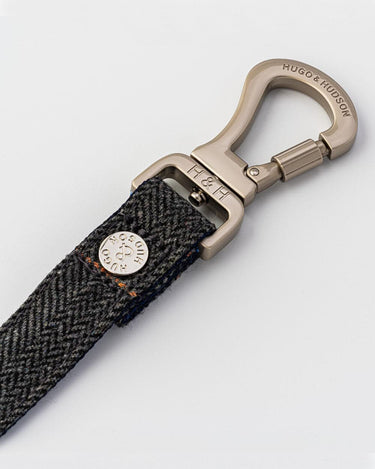 Tweed Dog Lead - Grey Checked Herringbone Hook