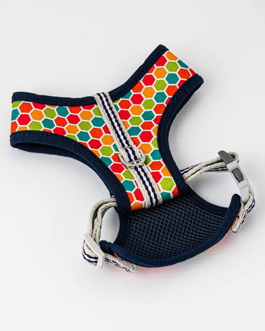 Fabric Dog Harness - Geometric Multi-colour Back Buckle
