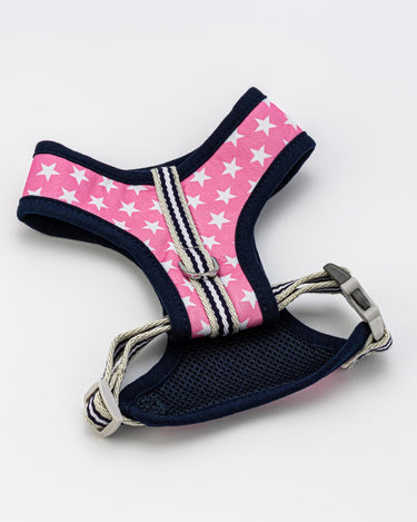 Fabric Dog Harness - Pink Star Back Buckle