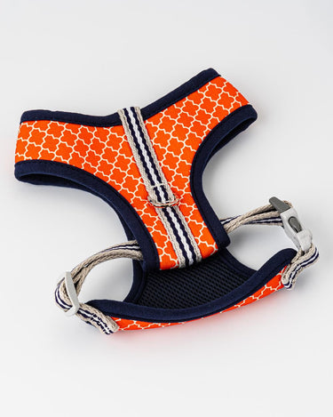 Fabric Dog Harness - Orange Geometric Back Buckle