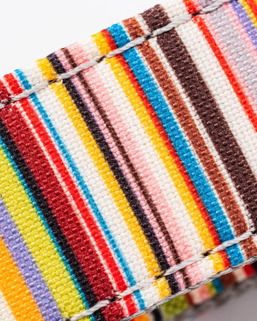 Striped Multi-colour Fabric Dog Collar Close Up