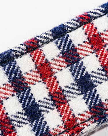 Checked Navy and Red Fabric Dog Collar Pattern