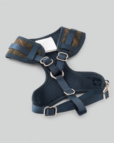 Dark Green Checked Herringbone Tweed Dog Harness Back Buckles