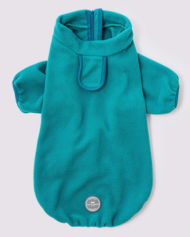 Outdoor Fleece Dog Jacket - Teal Green Back