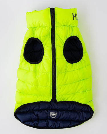 Reversible Dog Puffer Jacket - Green and Navy Zip