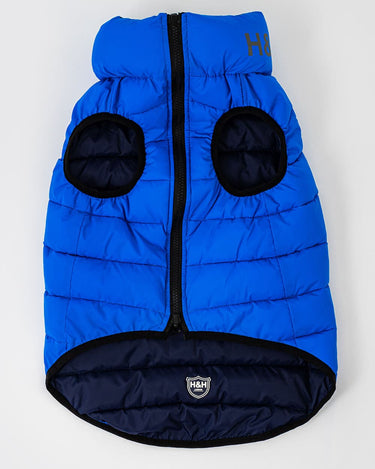 Reversible Dog Puffer Jacket - Blue and Navy Zip