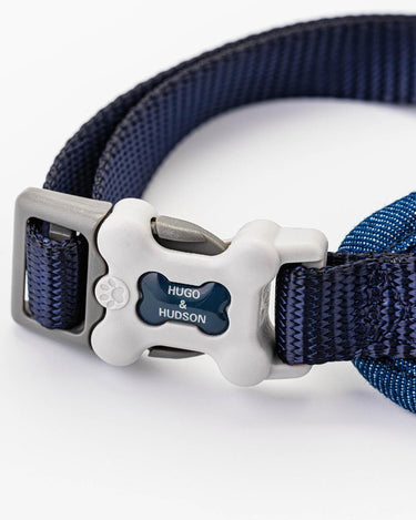 Fabric Dog Harness - Striped Navy Adjustable Clip