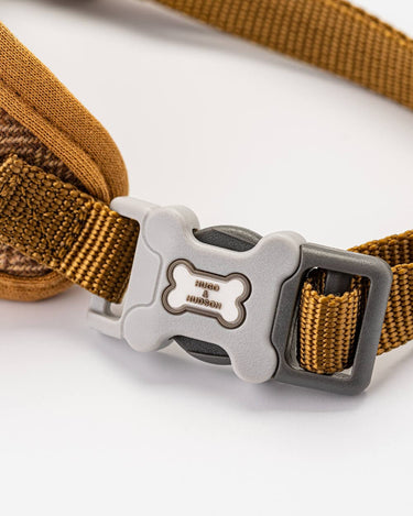 Tweed Dog Harness - Caramel Checked Herringbone Adjustable Clip