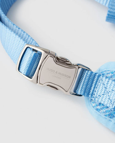 Blue Luxury Tweed Dog Harness Metal Buckle