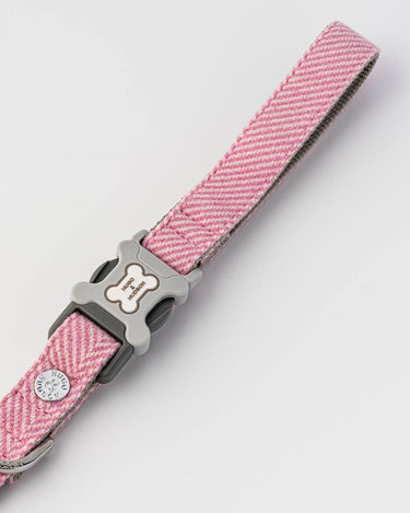 Tweed Dog Lead - Pink Herringbone Clip in Handle