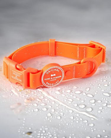 Waterproof Dog Collar - Orange Water Drops