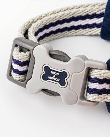 Fabric Dog Harness - Striped Navy and Green Clip