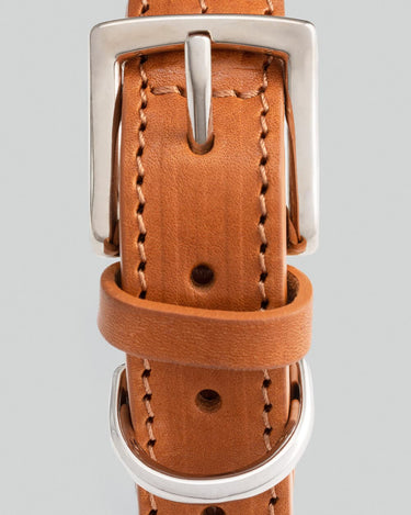 Navy Round Rope Dog Collar with Cognac Leather Buckle