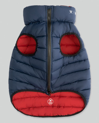 Reversible Dog Puffer Jacket - Navy & Berry Front Zip