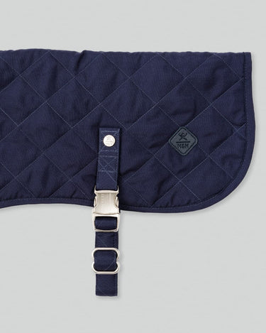 Navy Quilted Dog Jacket Branding