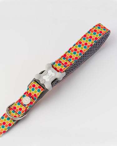 Geometric Multi-colour Fabric Dog Lead Clip in Handle