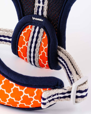 Fabric Dog Harness - Orange Geometric Adjustment