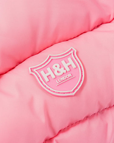  Reversible Dog Puffer Jacket - Light Pink and Grey Branding