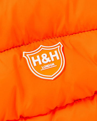 Reversible Dog Puffer Jacket - Orange and Navy Branding